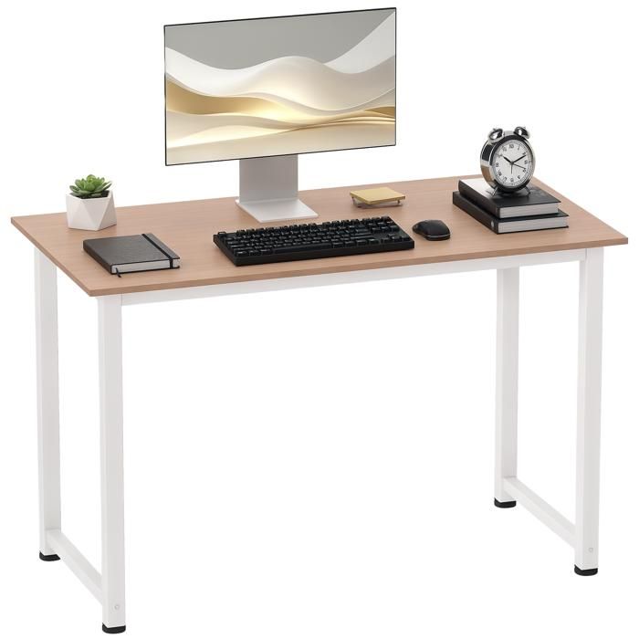 Table dordinateur - HOMCOM - table à manger multifonction grand plateau cadre métal robuste - bois - 120x60x76cm - chêne blanc