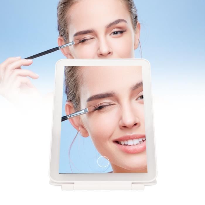 MILEDUO Miroir de maquillage éclairé, miroir grossissant x10 avec lumières, miroir de courtoisie avec 3 couleurs de luminosité réglable, rotation à 360°, miroir de table double face avec interrupteur MILEDUO Miroir de maquillage éclairé, miroir grossissant x10 avec lumières, miroir de courtoisie avec 3 couleurs de luminosité réglable, rotation à 360°, miroir de table double face avec interrupteur