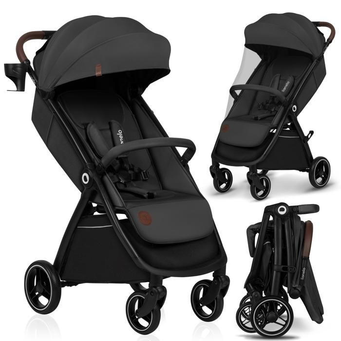 Poussette compacte LIONELO Ingrid - Amortissements - Jusquà 22 kg - Légère & pliable - Gris