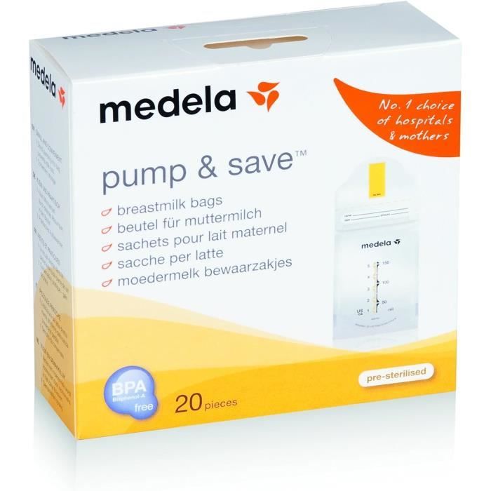 Medela - Tire Lait et Sachets Conservation lait maternel pré-stérilisés avec double paroi et fermeture à Zip