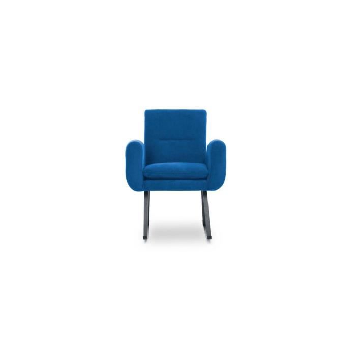 fauteuil à bascule calvet tissu bleu et métal noir