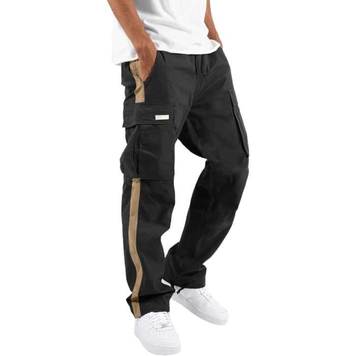Pantalon Cargo Homme Pantalons Jogging de Travail avec Poches Fonctionnelles Pant Coupe Decontractee Cordon de Serrage Grande Taille Noir Cdiscount Pret a Porter