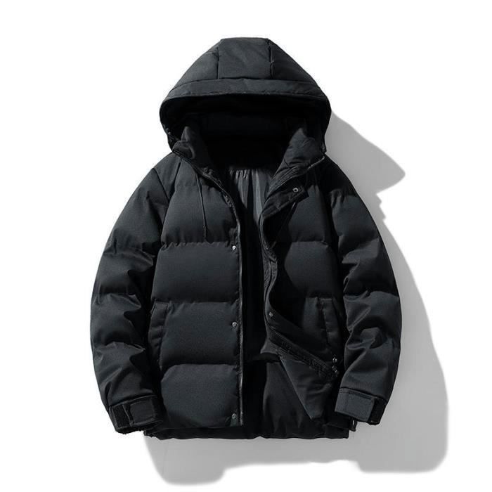 Doudoune Homme Chaude Capuche Amovible Casual Veste Zippee Epaisse Couleur Unie Confortable Automne Hiver Noir Cdiscount Pret a Porter