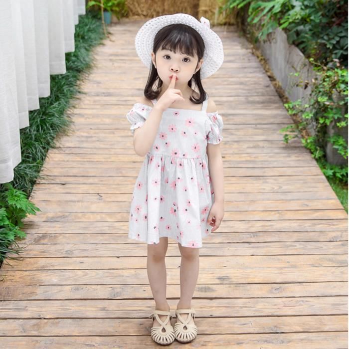 Bébé Enfants Filles Off épaule Floral Coeur d'été Princesse Dress Vêtements
