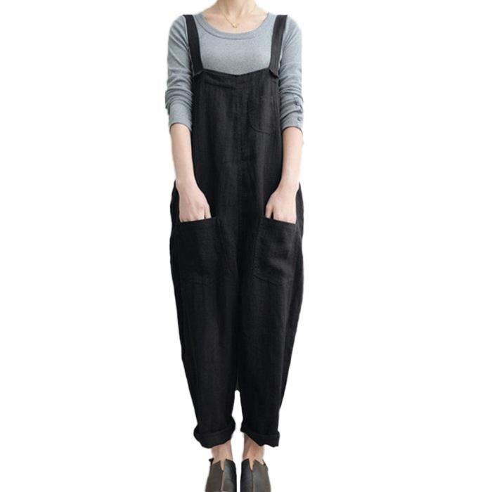 Pantalon Baggy à bretelles Punk pour femmes, combinaison en coton et lin,  pantalon complet, ample, Harem, avec poches, décontracté, printemps |  AliExpress