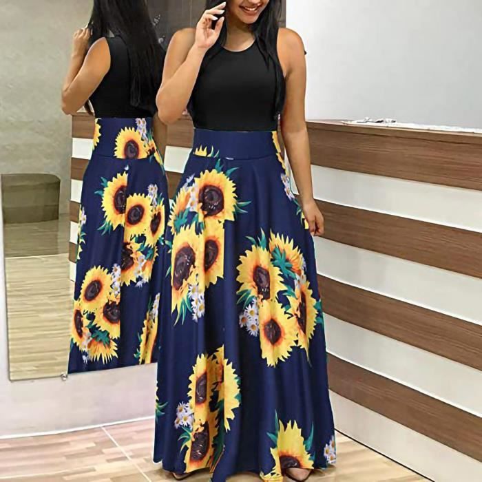 Robes longues  imprim floral color Tie-Dye pour femmes Beach Casual ...