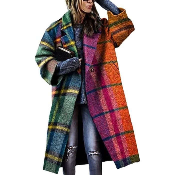 Manteau à on sale carreaux en laine