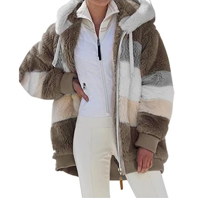 Gilet Femme En Fausse Fourrure Teddy - Chaud, épais, Avec Ou Sans Capuche - Coupe Ample - Style Léopard, Taille Haute