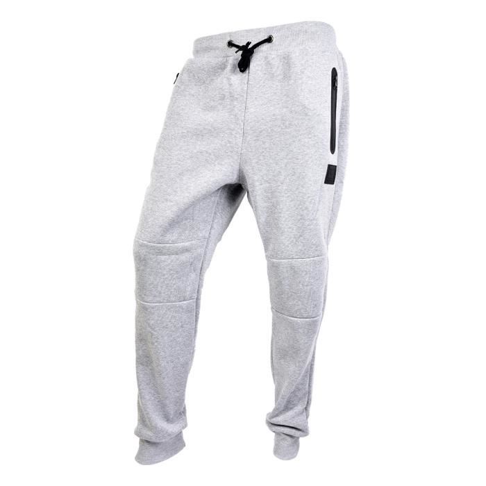 jogging sport ted lapidus homme - bienvenido gris - taille m - ceinture élastique - poches zippées
