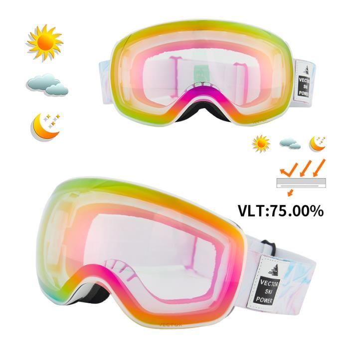 Masque De Ski ROCKBROS Double Couche – Anti-buée UV400 – Unisexe Adulte/enfant