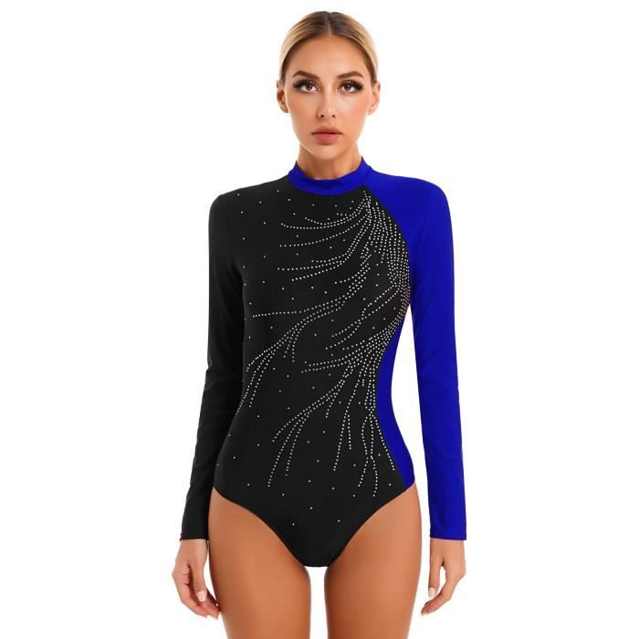 YiZYiF Robe De Danse Classique Fille - Justaucorps Gymnastique Manches Longues Avec Strass, Ballet Et Patinage 5-16 Ans
