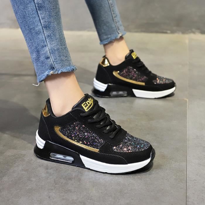 Basket noir online paillette femme