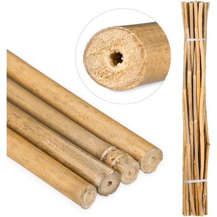Relaxdays Tiges en bambou 120 cm, en bambou naturel, bâtons en bambou comme tuteur ou décoration, pour bricoler, couleur -