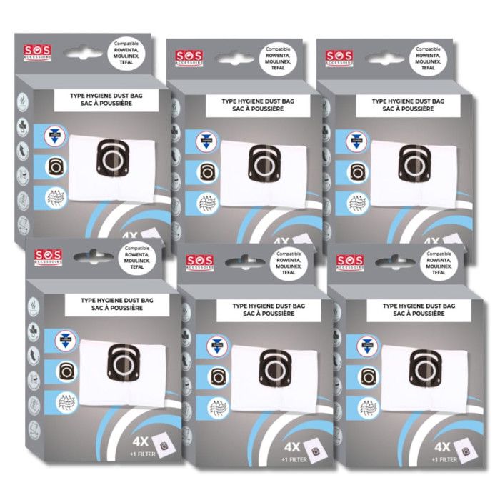 Accessoire Aspirateur MOULINEX ROWENTA TEFAL Lot de 2 boîtes de 4 sacs + 1 filtre HYGIENE+ Sac - vue 5
