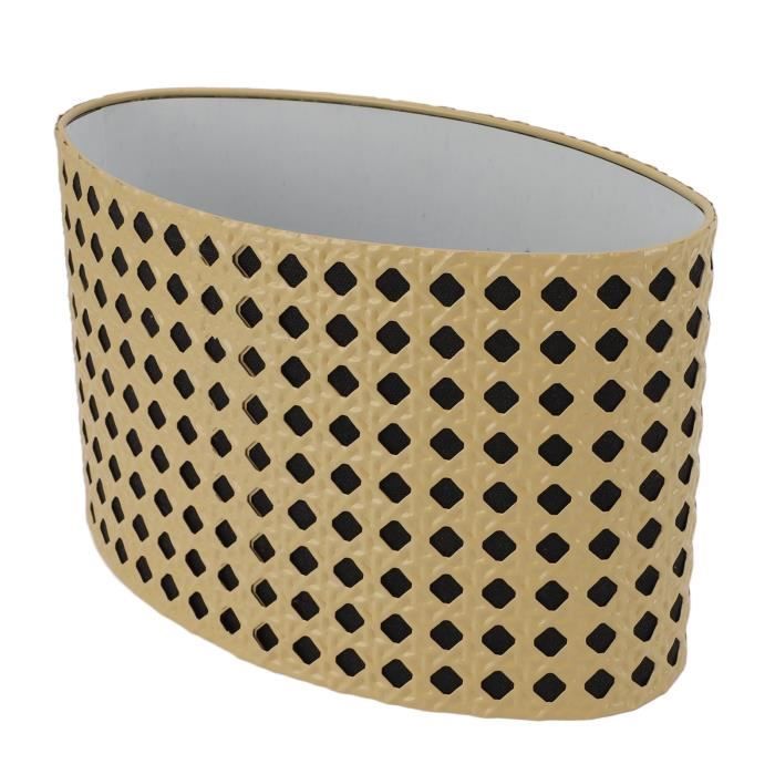 Abat-jour Rond Creux Moderne - Tissu Blanc Extérieur, Intérieur Doré - Pour Douille E27