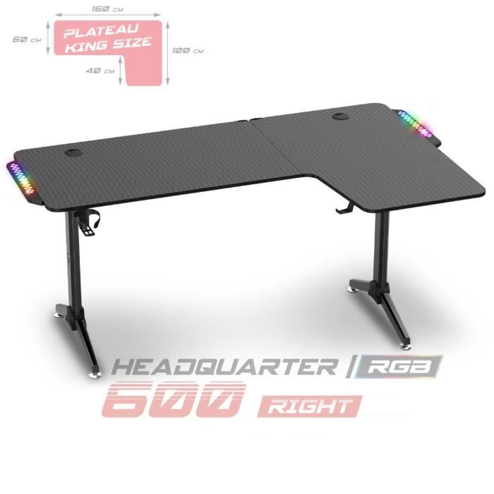 Bureau Gaming de Jeu Bureau LED RGB 120 x 60 x 75cm, Table de Gaming Noir -  Cdiscount Maison