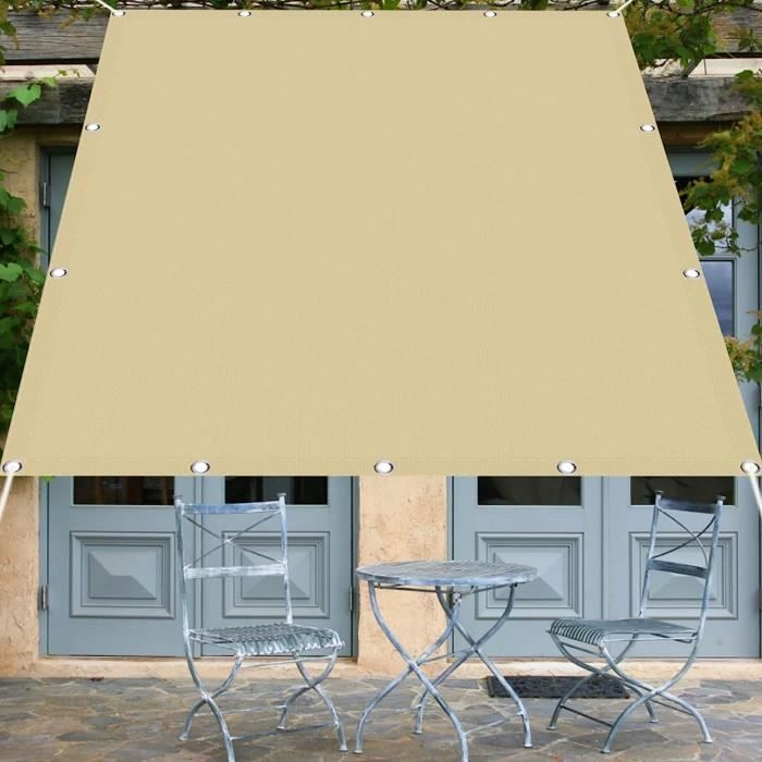 Voile D'ombrage Rectangulaire 8x10 M – Protection UV 98%, étanche, Avec Oeillets Et Cordes