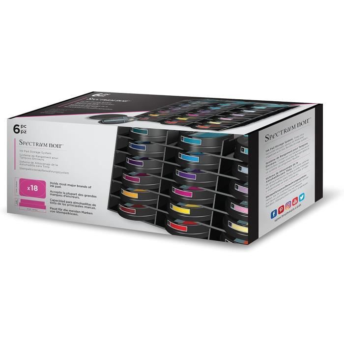 Support Rangement Tampons Encreurs - 2 Ensembles De 18 Cases, En Plastique Blanc, à Monter Soi-même, Pour Bureau - 1