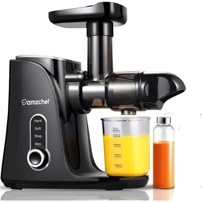 AMZCHEF Extracteur de jus Sans Préparation Extracteur Jus Lent 135mm 1,8 L Slow Juicer 250W sans BPA Noir AMZCHEF Extracteur de jus Sans Préparation Extracteur Jus Lent 135mm 1,8 L Slow Juicer 250W sans BPA Noir