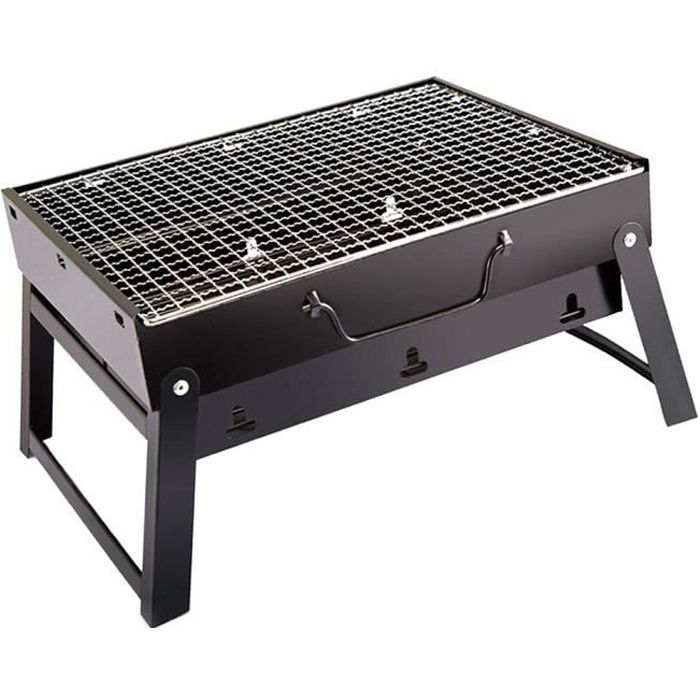 Barbecue à charbon Grill Extérieur Camping pique-nique Portable Pliant Classic acier inox noir