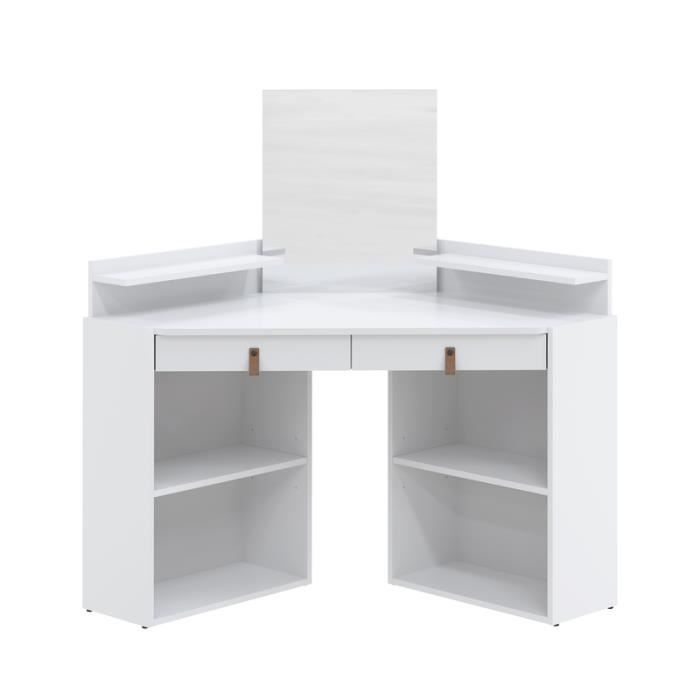 coiffeuse - blanc - contemporain - design - 2 tiroirs - rangements inclus