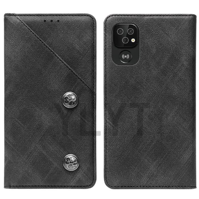 TIENJUESHI Noir Veritable Cuir Housse Flip Case Pour Doro 8100