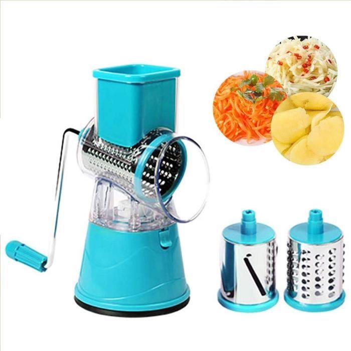 Râpe à Légumes Manuelle Avec Ventouse - 5 Lames Interchangeables En Inox - Pour Carottes, Fromage, Légumes Divers