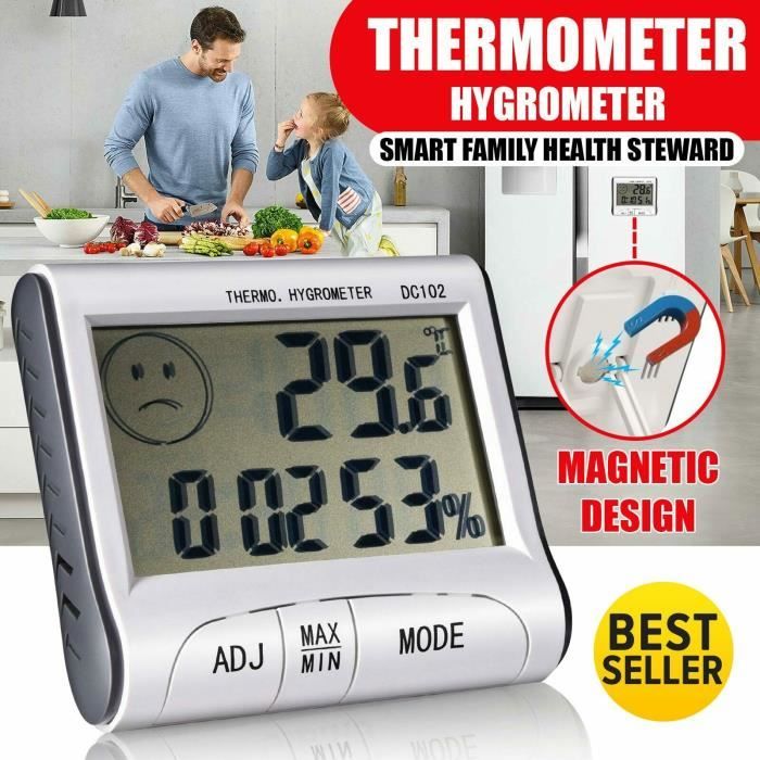 1 Thermomètre numérique hygromètre Humidité compteur température ambiante NW Horloge Z0K7 