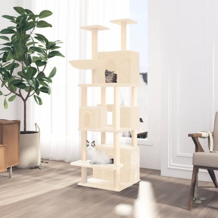Meilleurs prix pour 171600  vidaXL Arbre à chat avec griffoirs en sisal Crème 180 cm