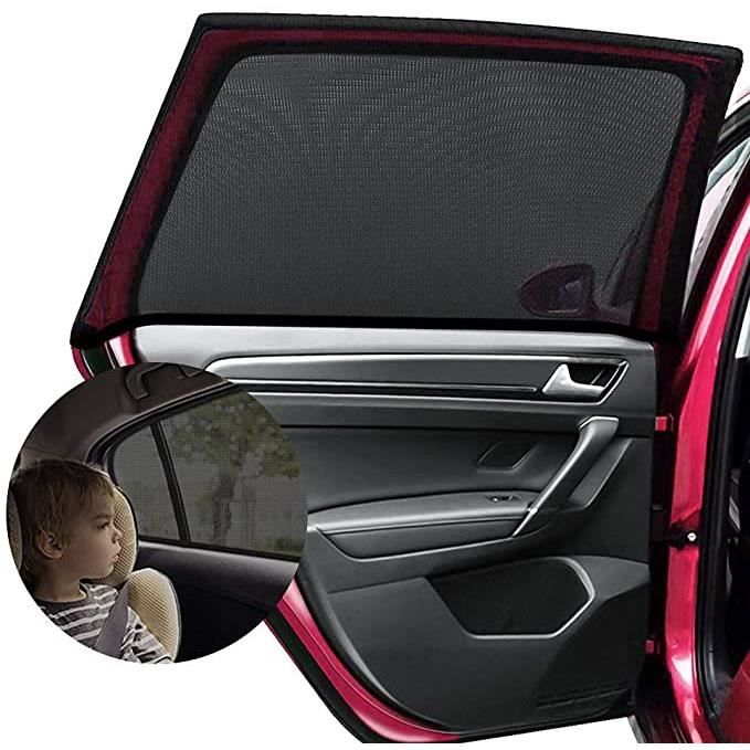 Pare-Soleil Voiture Bébé - 2 Rideaux Latéraux Anti-UV Noir (76x55cm)