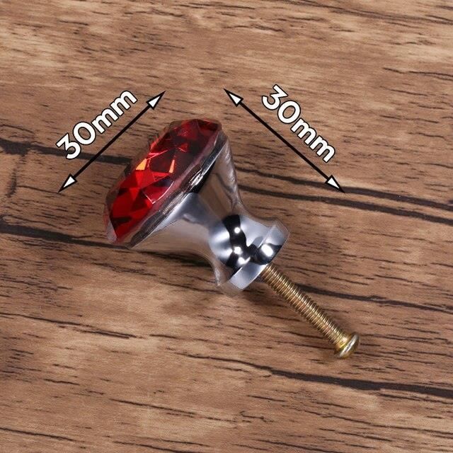 BOUTON DE MEUBLE,Rouge--poignées de meuble en cristal, 30mm, pour ...