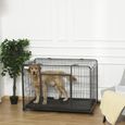 PawHut Cage pour chien pliable cage de transport sur roulettes 2 portes verrouillables plateau amovible dim. 125L x 76l x 81H cm-1