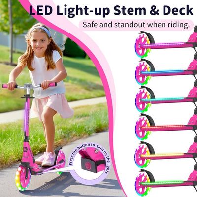 Trottinette Enfant BELEEV Pliable Avec Roues LED, Guidon Réglable 3 Hauteurs, Béquille Intégrée – Pour Filles Et Garçons De 3 à 12 Ans