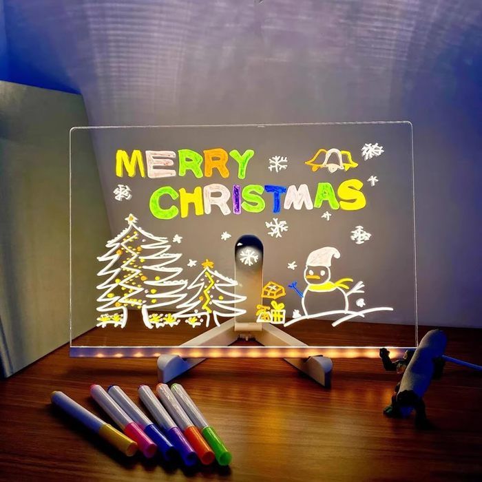 Tableau Lumineux LED Message - Tablette Acrylique Dessin Avec 7 Stylos Et Support Réglable - Warm Light