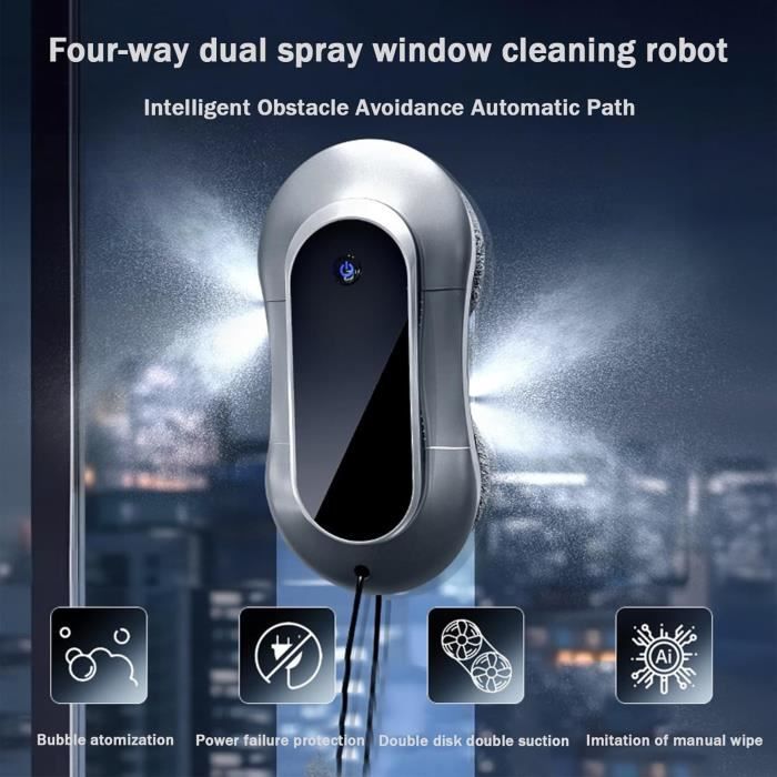 Robot Nettoyeur De Vitres Intelligent 5600 Pa – Pulvérisation Automatique Ultrasonique, Télécommande, Anti-Chute, Pour Fenêtres, Portes, Carrelage