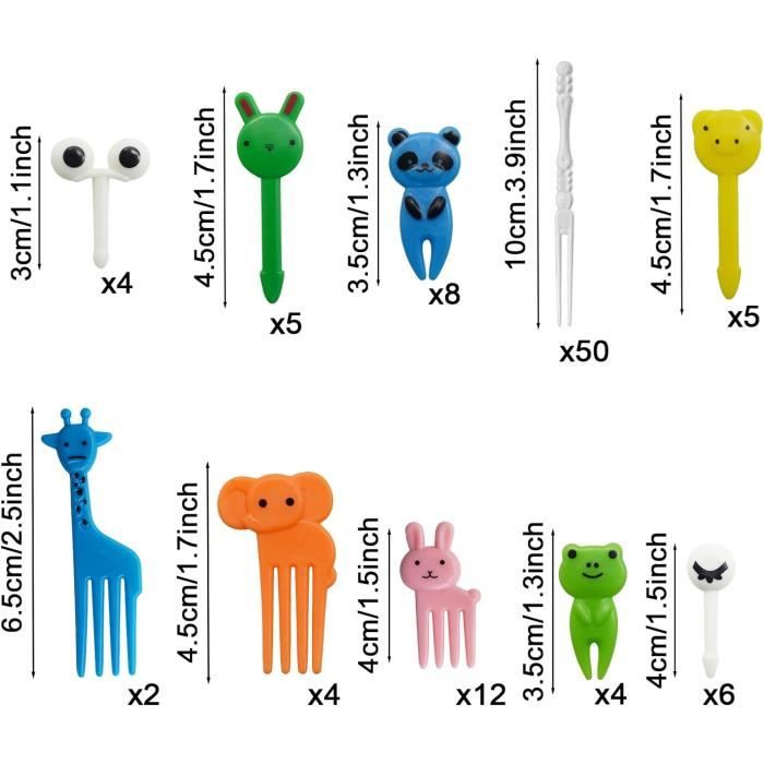 Lot De 60 Mini Fourchettes à Fruits, Dessin Animé Animal, Dessert