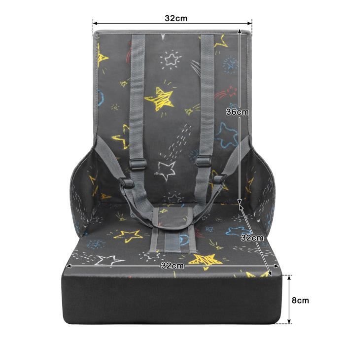 Coussin De Siège Pour Chaise Haute Bébé Avec Harnais 5 Points – Protection Douce En Coton (désign étoiles)