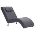 EUR-4592Chaise longue Méridienne Haute qualité & Confort - Chaise de Relaxation Fauteuil de massage Relax Massant avec oreiller Gris-2