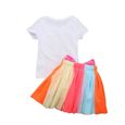 0-5 Ans Bébé Enfant Fille 2 Pcs Ensemble de Vêtement Mode Habit Anniversaire : T-shirt + Jupe Colorée-2