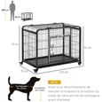 PawHut Cage pour chien pliable cage de transport sur roulettes 2 portes verrouillables plateau amovible dim. 125L x 76l x 81H cm-2