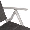 Chaise longue de jardin pliante - Vanage - Surface textile rembourrée - Structure en aluminium - Gris-2