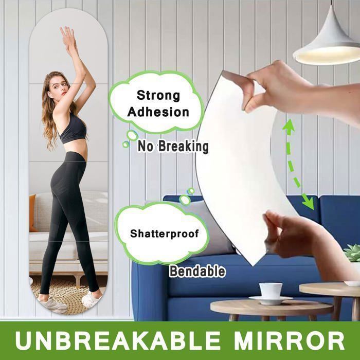 RMIVEGLIA Ensemble de 4 Miroir Autocollant, Miroirs Salle de Bain, Miroir Mural, Décoration Murale pour la Maison, la Salle de Bain et Le Bureau. Facile à Installer et Polyvalent., 20*30