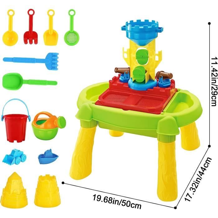 Doloowee – Table Sable/eau 3 En 1 Avec Chaise – Jeux Extérieur – Dès 3 Ans – Accessoires Inclus