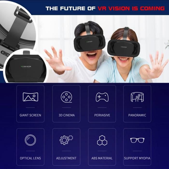 Lunettes 3D,Lunettes VR pour téléphone portable, nouveau Style, casque de  réalité virtuelle 3D uniquement, miroir - black[A2711]