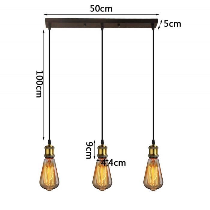 PERSLEY Suspension 3 Lumières Acier et Papier Noir E27 | LéonLeds