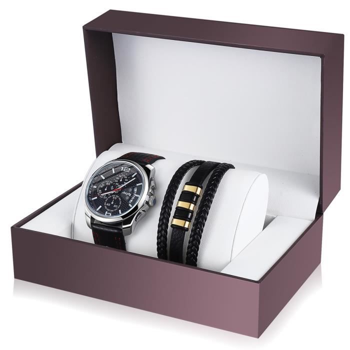 SHARPHY Coffret cadeau montre homme lunettes de soleil hommes portefeuille  attacher ceinture lot de 6 coffret cadeau homme luxe marron, - Achat/vente  montre Homme Adulte Marron Cuir - Cdiscount