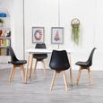 Lot de 6 Chaises Scandinaves Noir Chaise de salle à Manger Design en Similicuir et Bois Massif-3