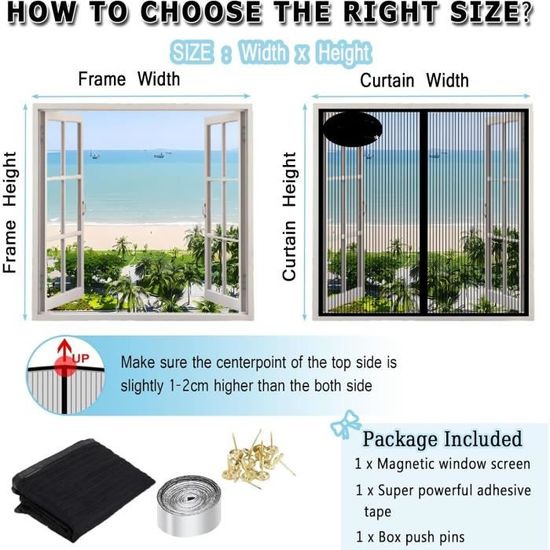Moustiquaire magnétique pour fenêtre en PVC noir 100 x 120 cm | Leroy