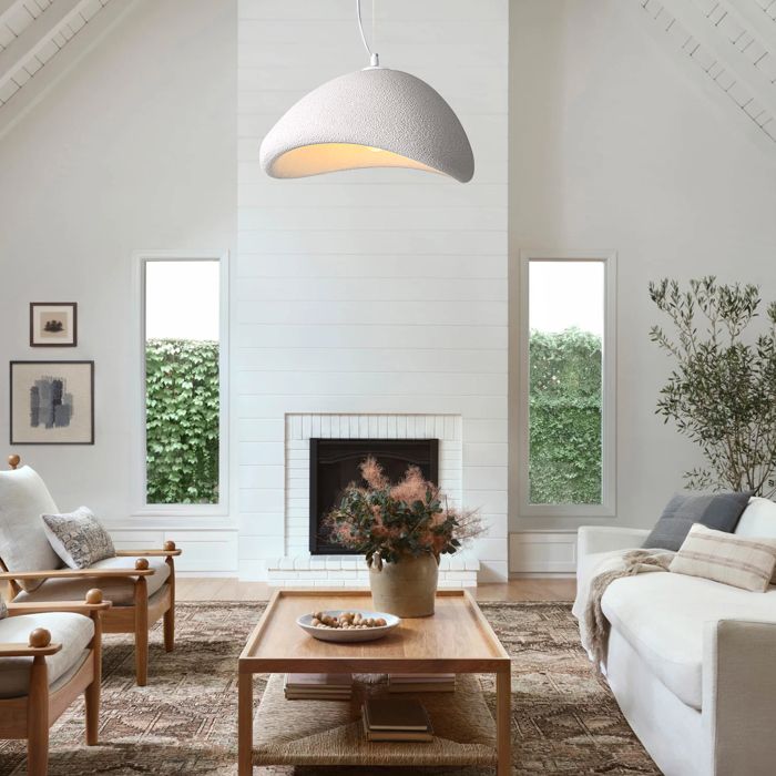Abat-jour Cylindre Blanc 50x25cm - Tissu Coton - Pour Douille E27 - Plafonnier, Suspendu, Lampadaire