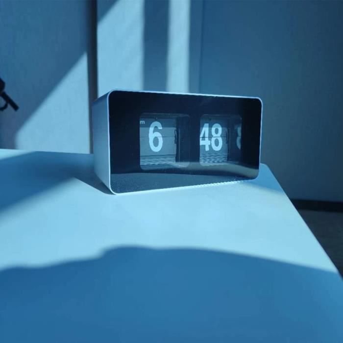 Horloge à Rabat Numérique Rétro Vintage – Horloge De Bureau Mécanique à Flip Blanc, Silence Total, Style Années 70